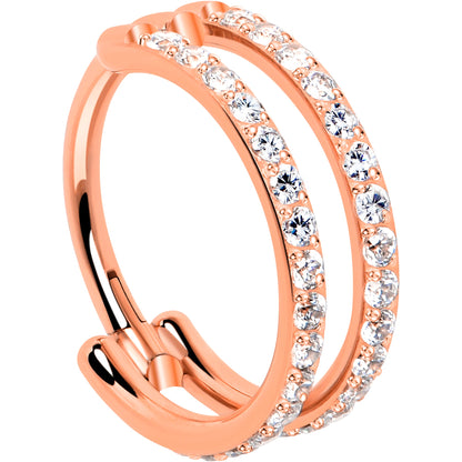 18G Double Row Micro Gem Implant Grade Titanium Hinged Double Hoop Nose Ring BodyCandy