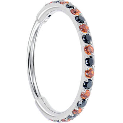 20G Micro Gem Titanium Hinged Nose Hoop - Black Orange Nose Ring BodyCandy