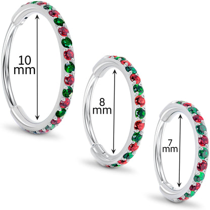 20G Micro Gem Titanium Hinged Nose Hoop - Christmas Nose Ring BodyCandy