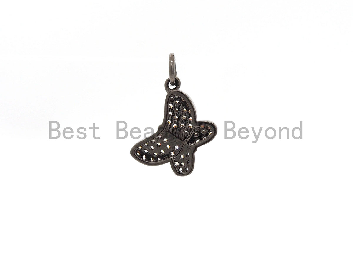 CZ Micro Pave Butterfly Pendant/Charm,Cubic Zirconia Paved Charm, Necklace Bracelet Charm Pendant,7x9/10x13mm, sku#Y153