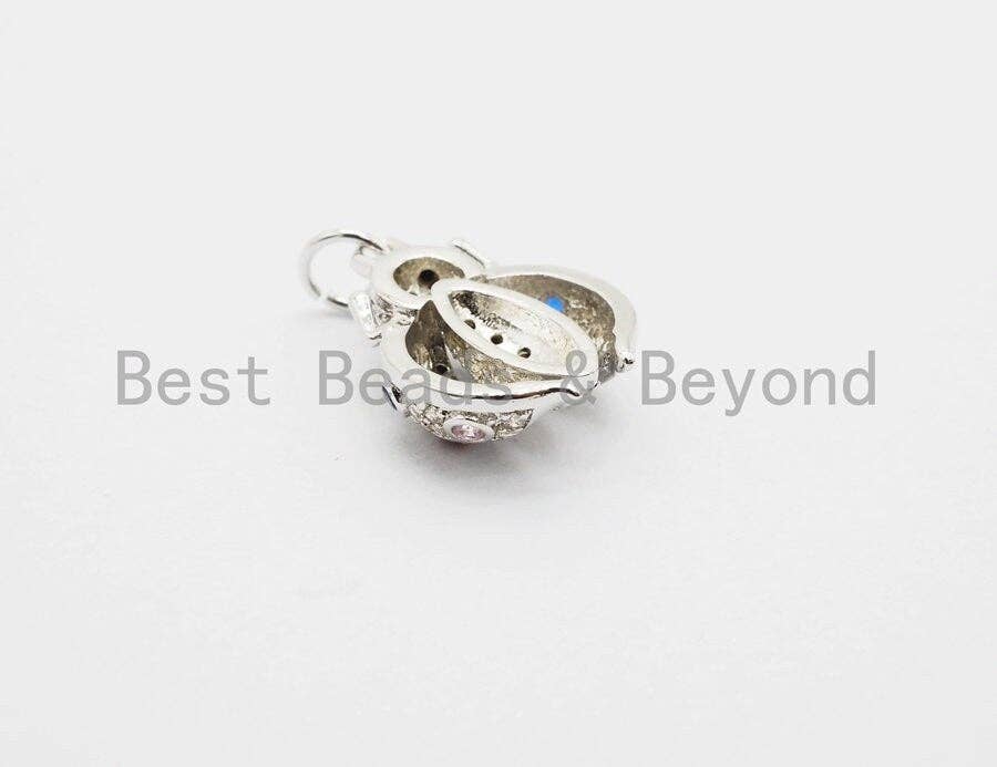 CZ Micro Pave Ladybird Charm, Cubic Zirconia Pave Ladybug Pendant/Charm, Micro Pave Bug Charm Gold/Silver/Rose Gold/Black, 13x16mm, SKU#Y112