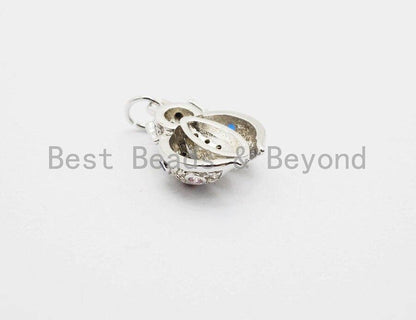 CZ Micro Pave Ladybird Charm, Cubic Zirconia Pave Ladybug Pendant/Charm, Micro Pave Bug Charm Gold/Silver/Rose Gold/Black, 13x16mm, SKU#Y112