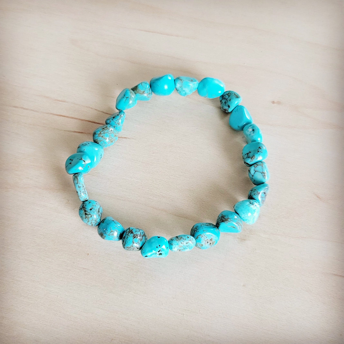 Small Beaded Turquoise Stretch Bracelet 812b