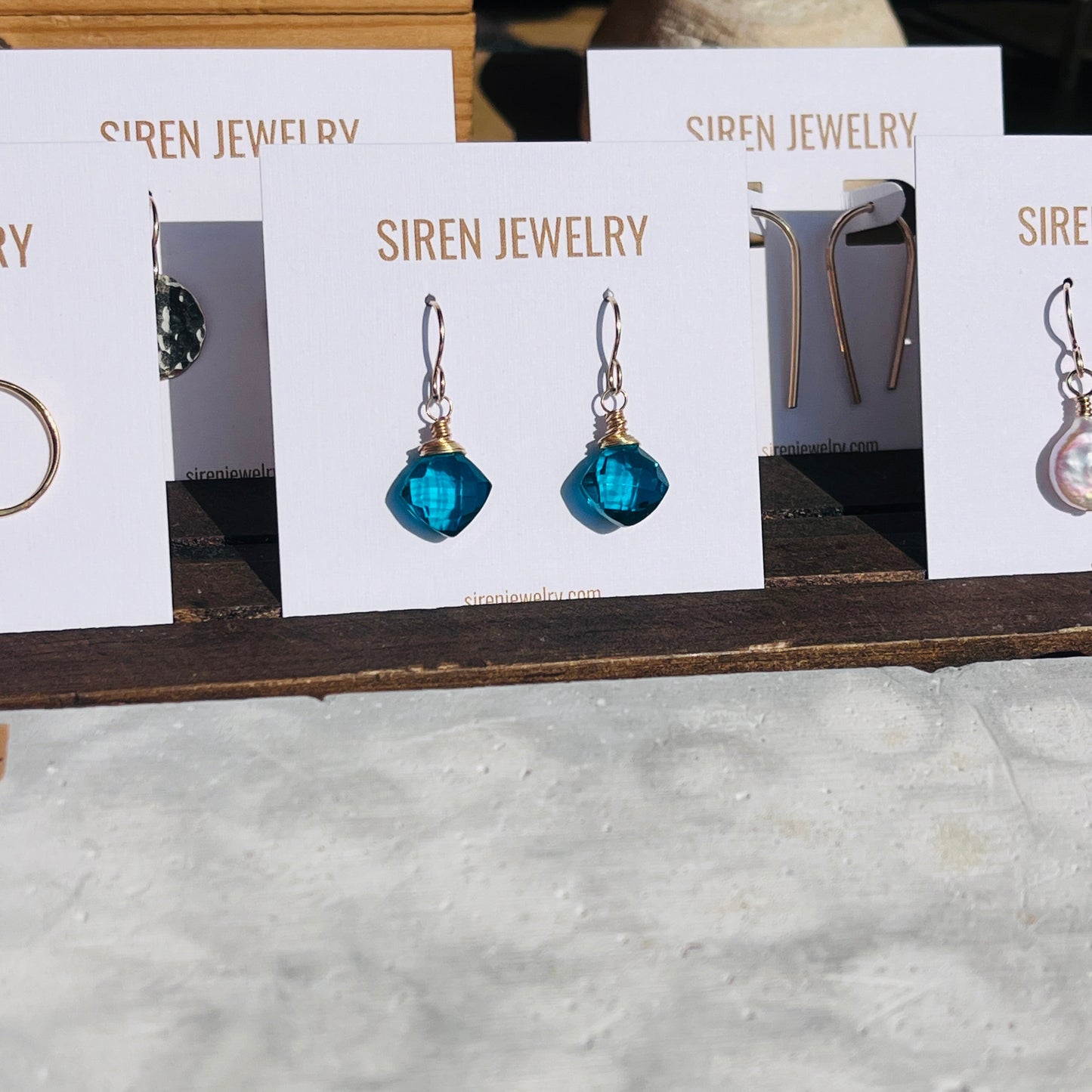 14k gold filled PEACOCK BLUE QUARTZ EARRINGS