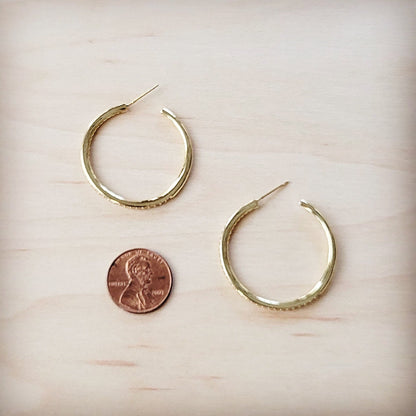 Brilliant Pave-Encrusted Gold Hoop Earrings 219co