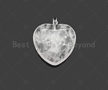 High Quality Natural Druzy Agate Heart Pendant, Clear Blue Necklace Agate Pendant, 40mm,Sku#YK14