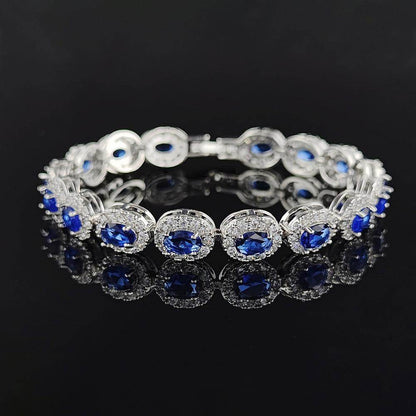 Colorful CZ Halo Tennis Chain Bracelet, Multicolor Gemstone Bridal Jewelry, Unique Pattern Gift for Her, Cubic Zirconia Bridesmaid Bracelet
