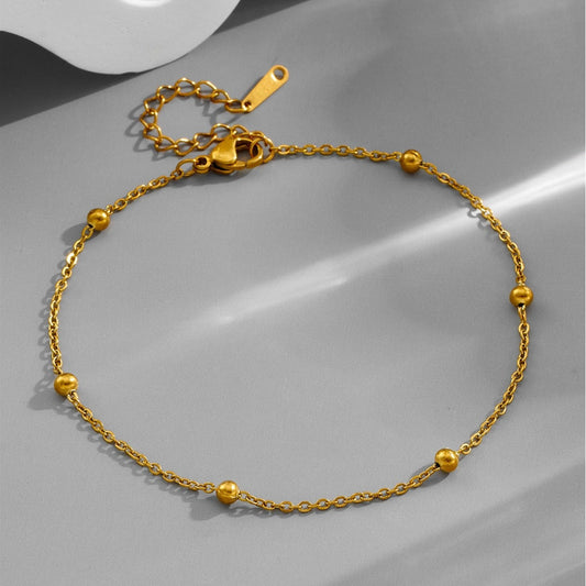 Light Luxury Bead Necklace, Rhinestone, Curved Hollow Heart Anklet