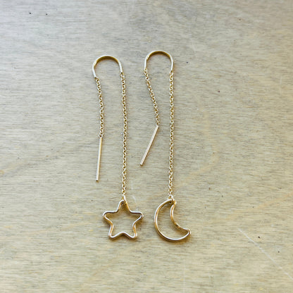 STAR & LUNA MOON THREADER EARRINGS