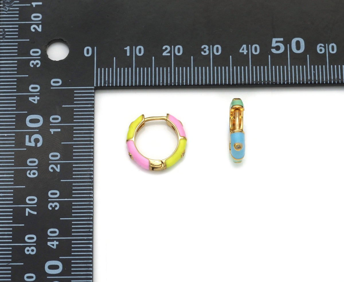 Pave Enamel Huggie Hoop Every day earrings,sku#Y764