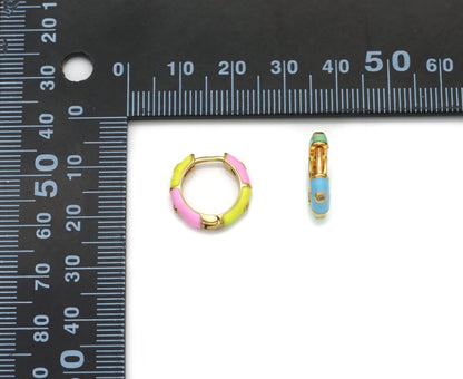Pave Enamel Huggie Hoop Every day earrings,sku#Y764