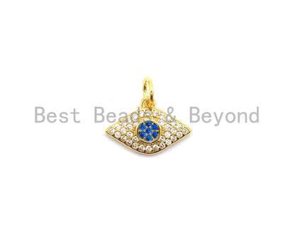 CZ Micro Pave Evil Eye Pendant for Necklace/Bracelet, Cobalt CZ,Cubic Zirconia Pendant,9x14mm, sku#Y199