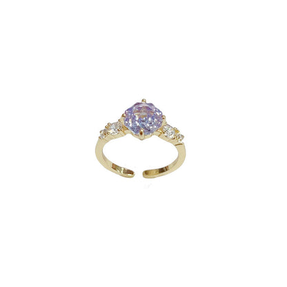 Fashionable All-Match Rose Ice-Flower Cut Cubic Zirconia Open Ring