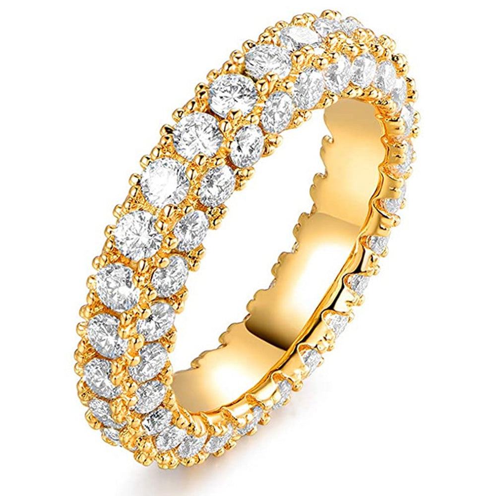 Womens Minimalist, Versatile Three-stone Zircon Ring