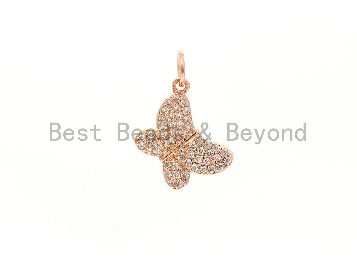 CZ Micro Pave Butterfly Pendant/Charm,Cubic Zirconia Paved Charm, Necklace Bracelet Charm Pendant,7x9/10x13mm, sku#Y153