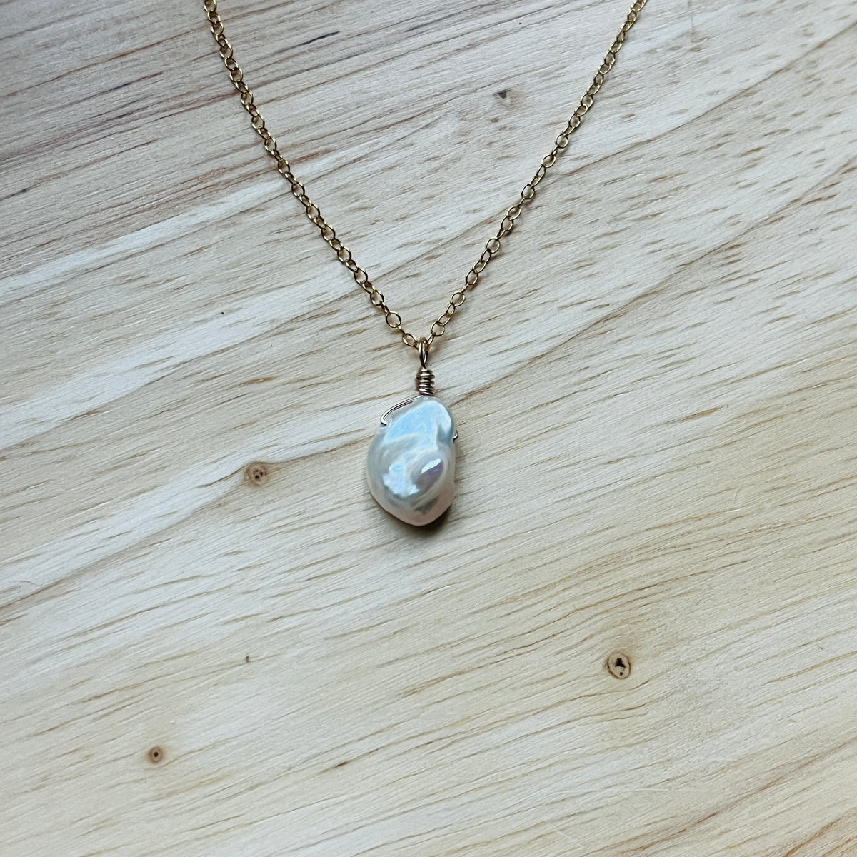 14k gold filled DAINTY WHITE KEISHI FRESHWATER PEARL NECKLACE