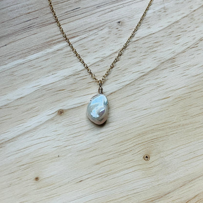 14k gold filled DAINTY WHITE KEISHI FRESHWATER PEARL NECKLACE