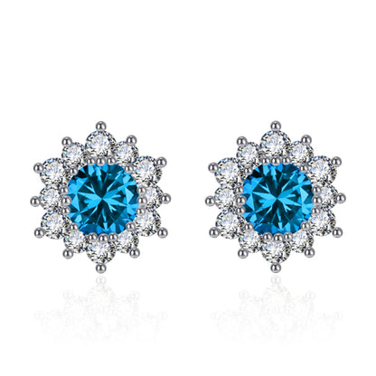 Elegant Full-diamond Snowflake Stud Earrings Pendant Necklace And Ring Jewelry Set