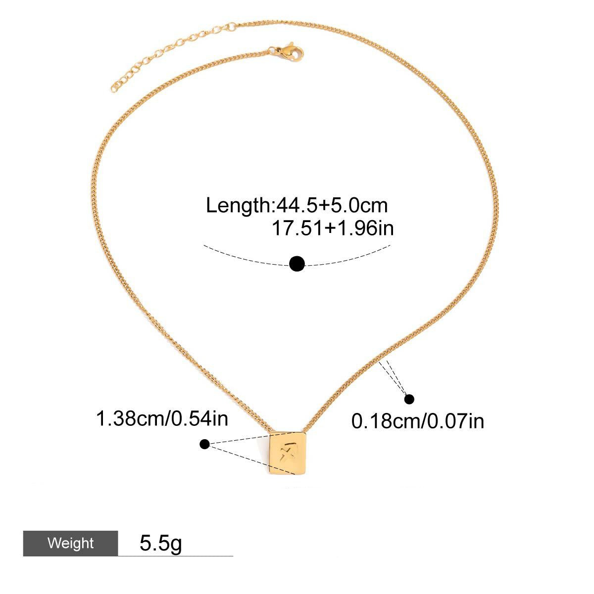 18K gold square necklace with twelve zodiac elements design, classic and fashionable