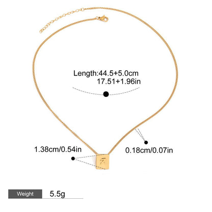 18K gold square necklace with twelve zodiac elements design, classic and fashionable