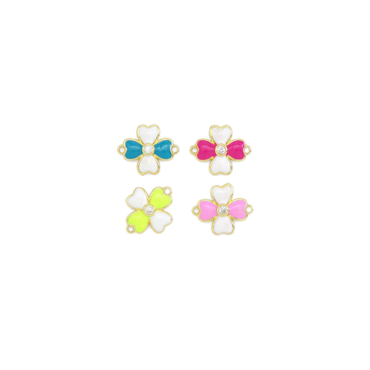 Dual Color Colorful Enamel Clover Connector Charm/Necklace, Sku#Y914