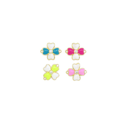 Dual Color Colorful Enamel Clover Connector Charm/Necklace, Sku#Y914