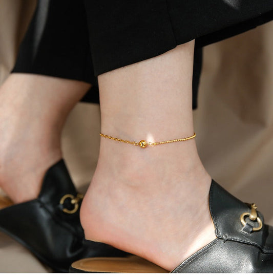 Light Luxury Laser Bead Splicing Chain 18K Gold Anklet
