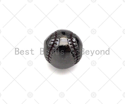 Baseball Spacer Beads, 2mm Hole Baseball Beads, Gold/Silver/Black Color Baseball beads, Baseball charm, 10mm,Sku#Y391