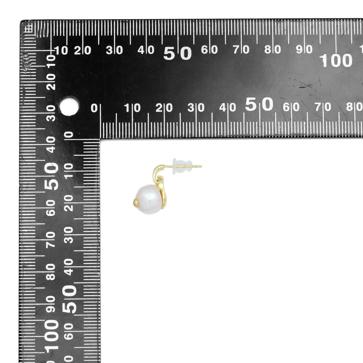 Fresh Water Pearl Gold Eye Stud Earrings, Sku#Y968