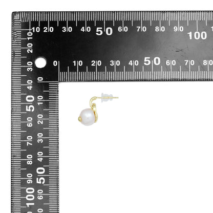 Fresh Water Pearl Gold Eye Stud Earrings, Sku#Y968