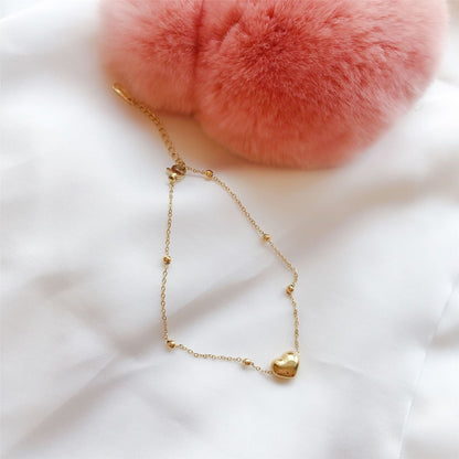 18k gold peach heart titanium steel anklet