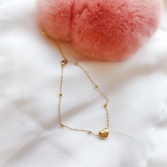 18K Gold Peach Heart Titanium Steel Anklet