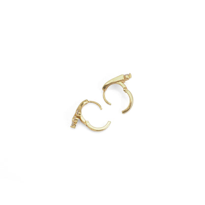 Gold Three Dots CZ Drop Line Huggie Earrings, Sku#Y849