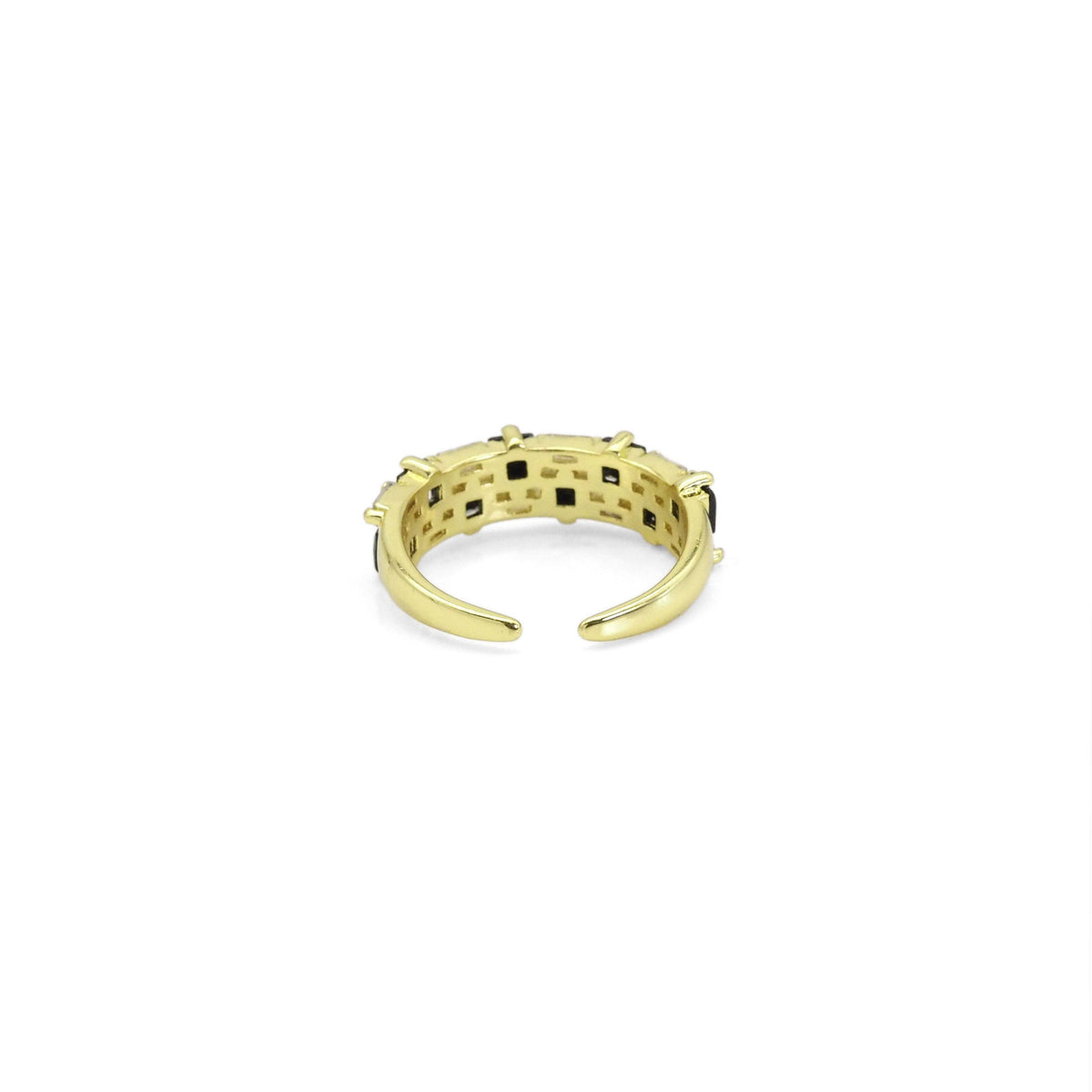 Black White CZ Baguette CZ Adjustable Ring,Sku#Y882