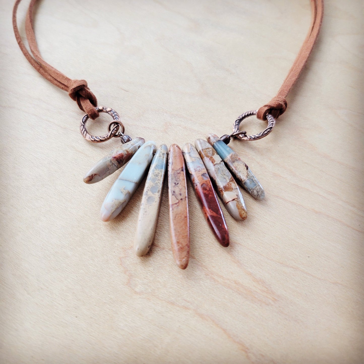 Aqua Terra Stone Slab Leather Cord Necklace 231ee