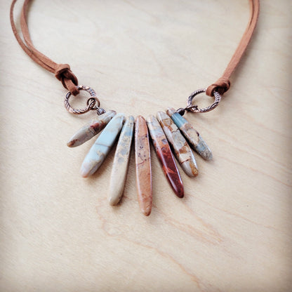 Aqua Terra Stone Slab Leather Cord Necklace 231ee