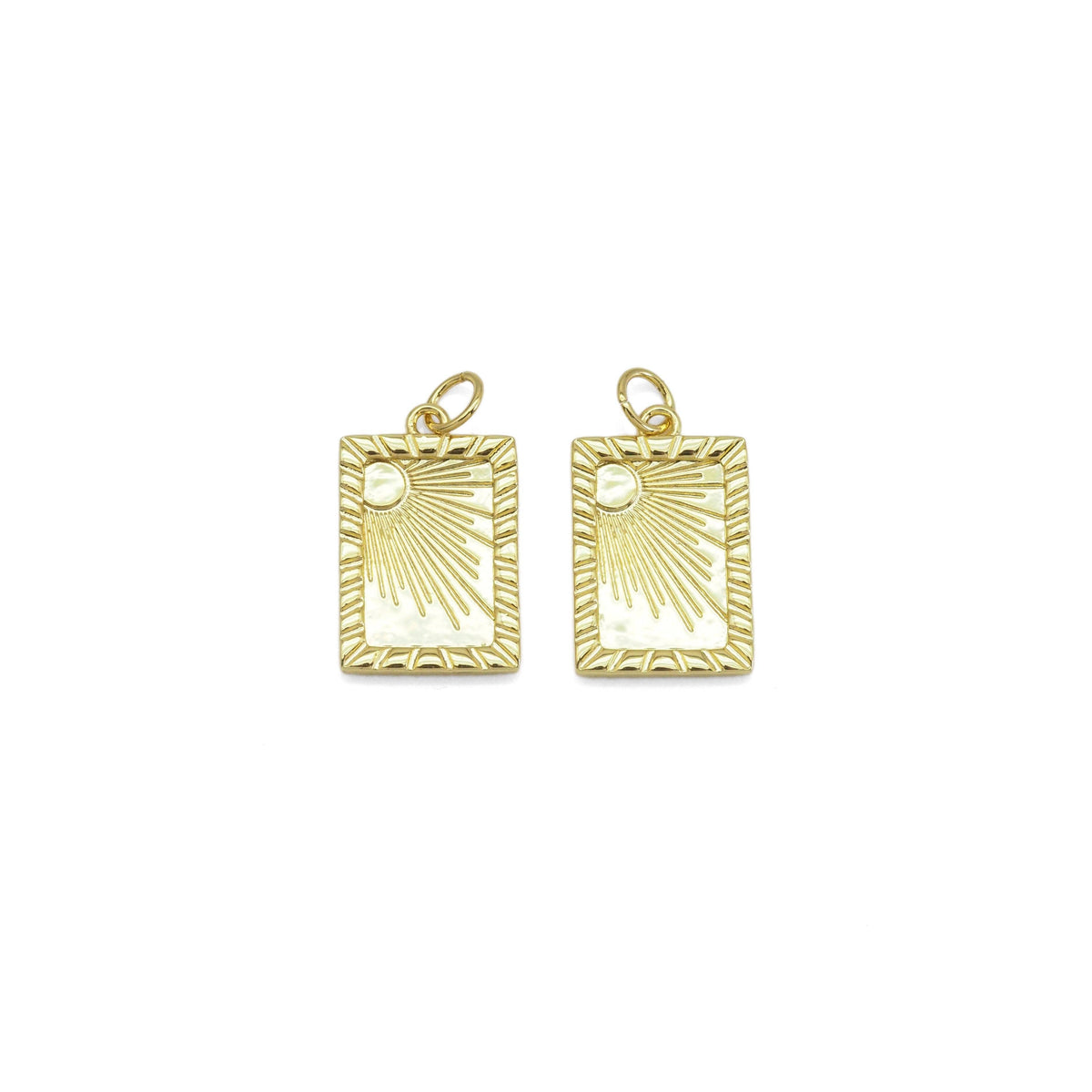 Gold Radial Sun Rectangle Shape Charm, Sku#Y891