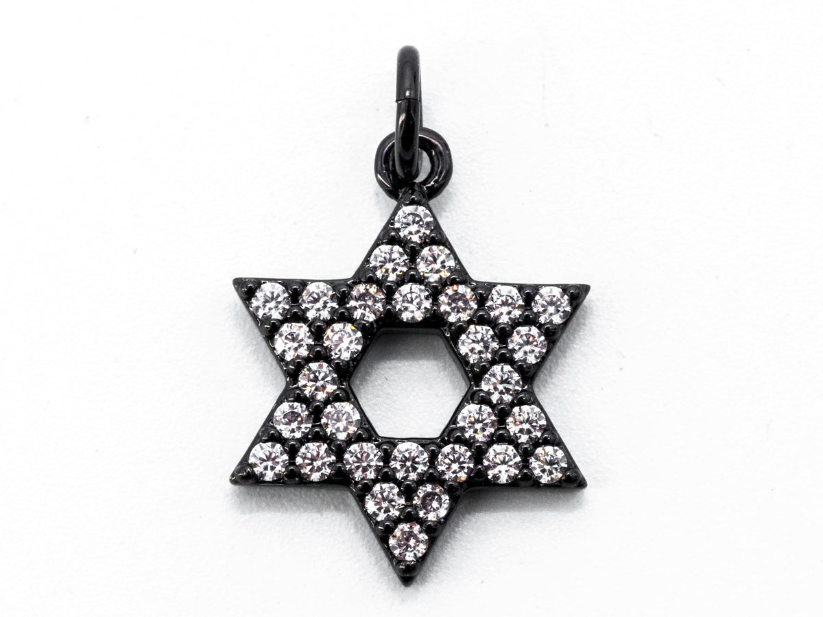 CZ Micro Pave Star of David Charm, Bracelet Necklace Cubic Zirconia Pendant Charm, 13x17mm,sku#Y14
