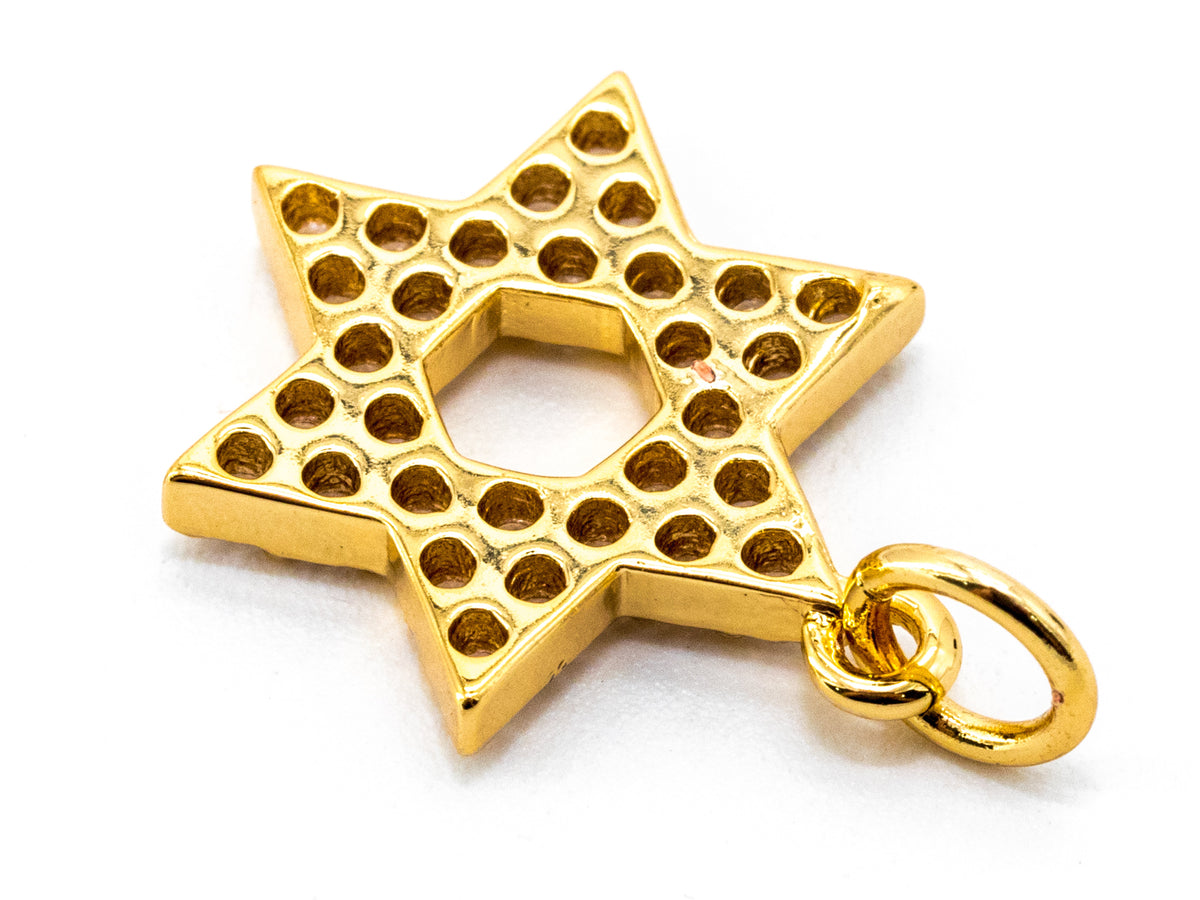 CZ Micro Pave Star of David Charm, Bracelet Necklace Cubic Zirconia Pendant Charm, 13x17mm,sku#Y14
