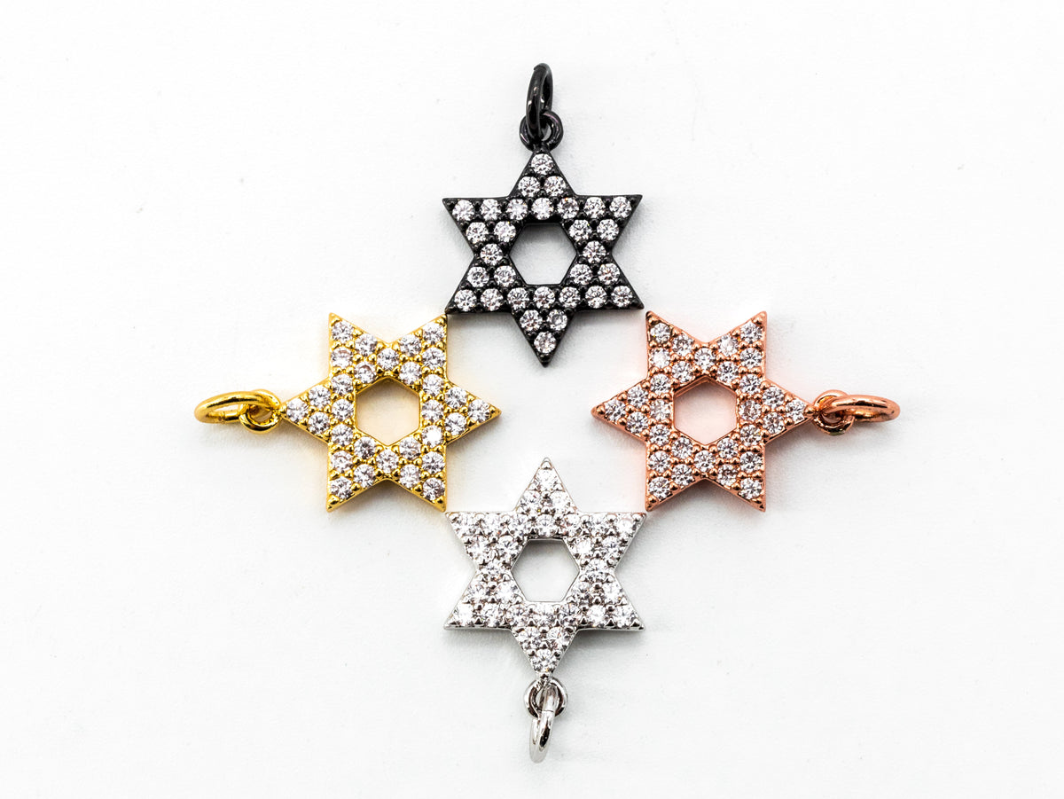CZ Micro Pave Star of David Charm, Bracelet Necklace Cubic Zirconia Pendant Charm, 13x17mm,sku#Y14