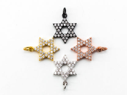 CZ Micro Pave Star of David Charm, Bracelet Necklace Cubic Zirconia Pendant Charm, 13x17mm,sku#Y14
