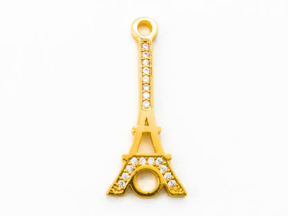 CZ Micro Pave Eiffel Tower Connector/Link, Cubic Zirconia Bracelet Necklace Connector, Pave Charm, 10x25mm,sku#Y22