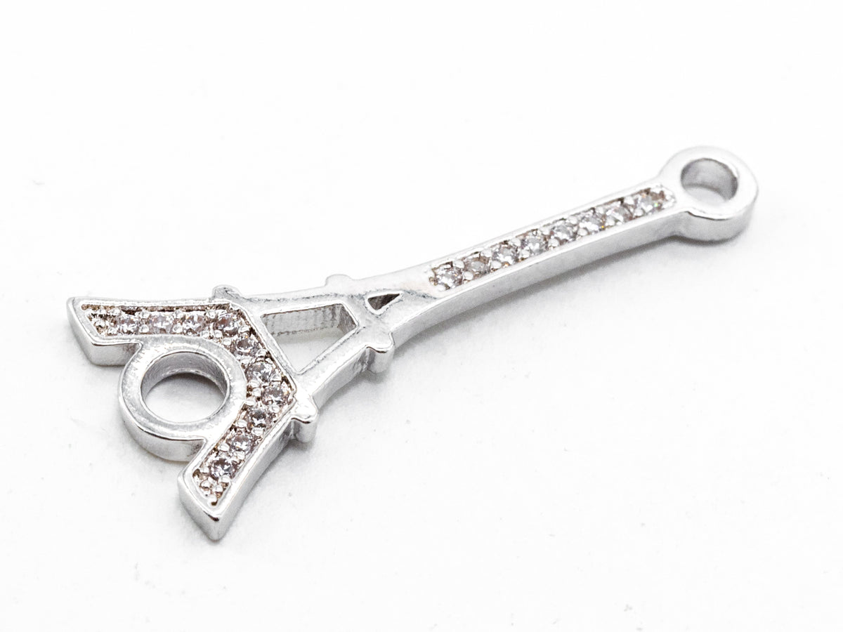 CZ Micro Pave Eiffel Tower Connector/Link, Cubic Zirconia Bracelet Necklace Connector, Pave Charm, 10x25mm,sku#Y22