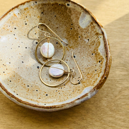 SEAGLOW COIN PEARL EARRINGS
