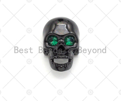 Pave Paracord Sliding Skull Beads, Skull Spacer Beads, Men's Bracelet Making Charm, Skull Pave Beads, 10x15mm,sku#Y299
