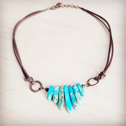 Regalite Slab Necklace with Leather Closure 252j