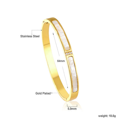 Gold-plated Stainless Steel White Shell Jewelry