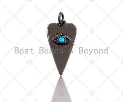 Turquoise CZ Micro Pave Evil Eye Pendant/Charm, Gunmetal/Gold Cubic Zirconia Carrot Shape Pendant Charm, 11x21mm,sku#Y258