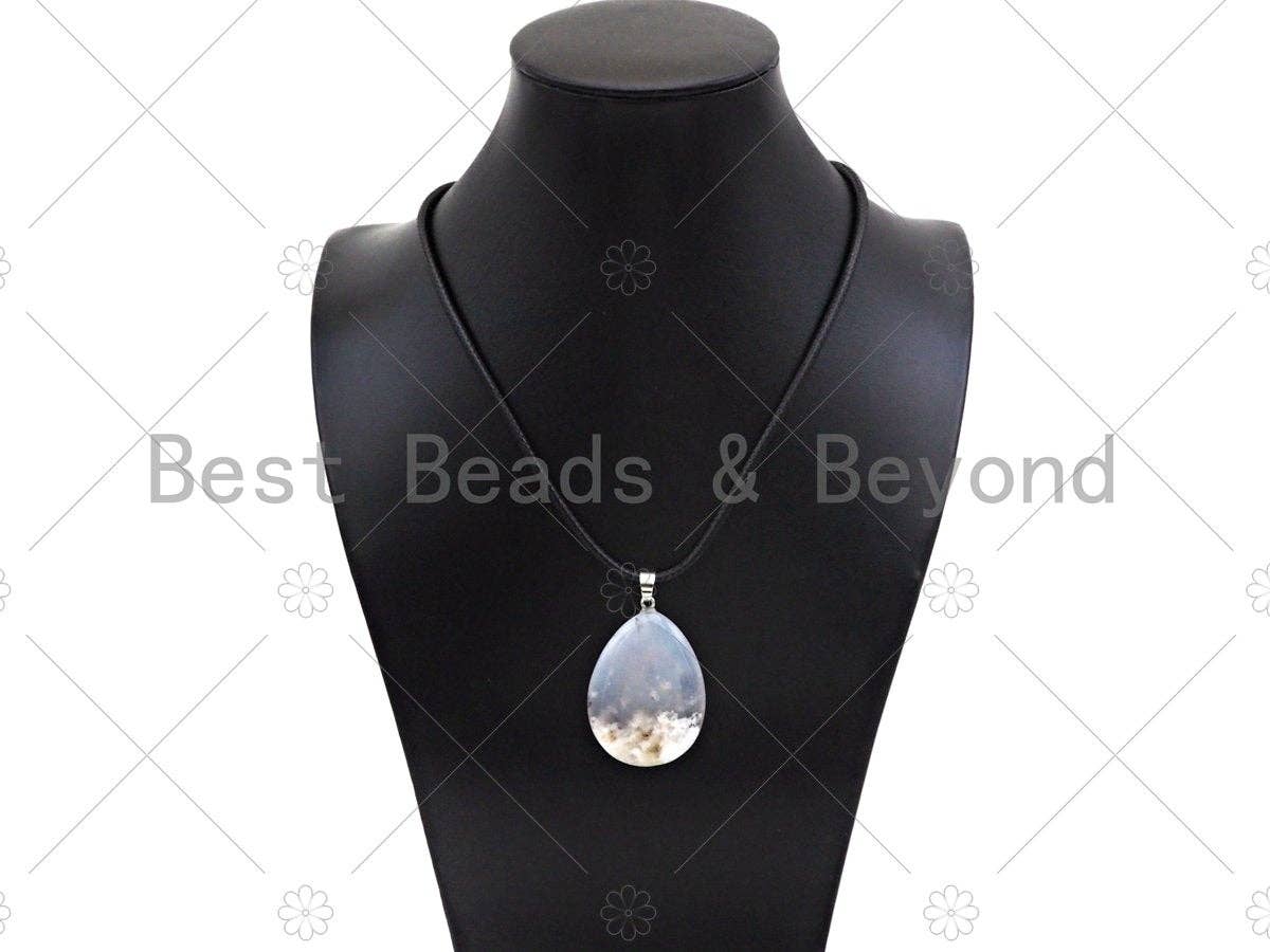Quality Natural Sodalite/Dentric Opal/Tourmalated Quartz/Red FLower Agate/Ocean Jasper/Rutile Agate Teardrop Pendant,30x40mm,Sku#YK21