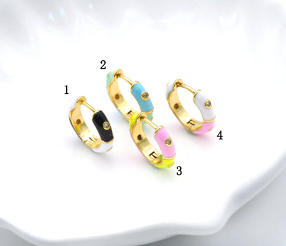Pave Enamel Huggie Hoop Every day earrings,sku#Y764